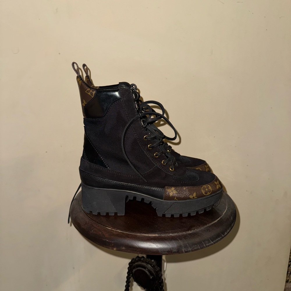 Louis Vuitton Black Monogram Combat Boots - Picture 3 of 4